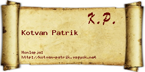 Kotvan Patrik névjegykártya